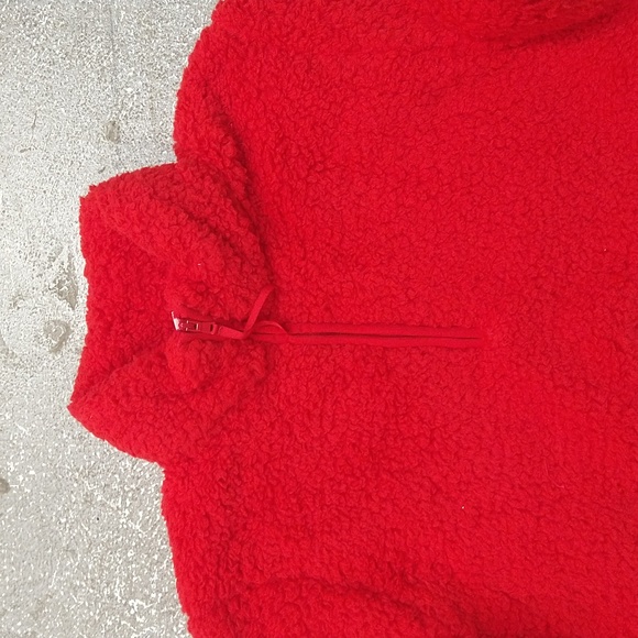 NEW! Women's Wondershop Faux Shearling Matching Family Half Zip Pullover, Red - Picture 3 of 14